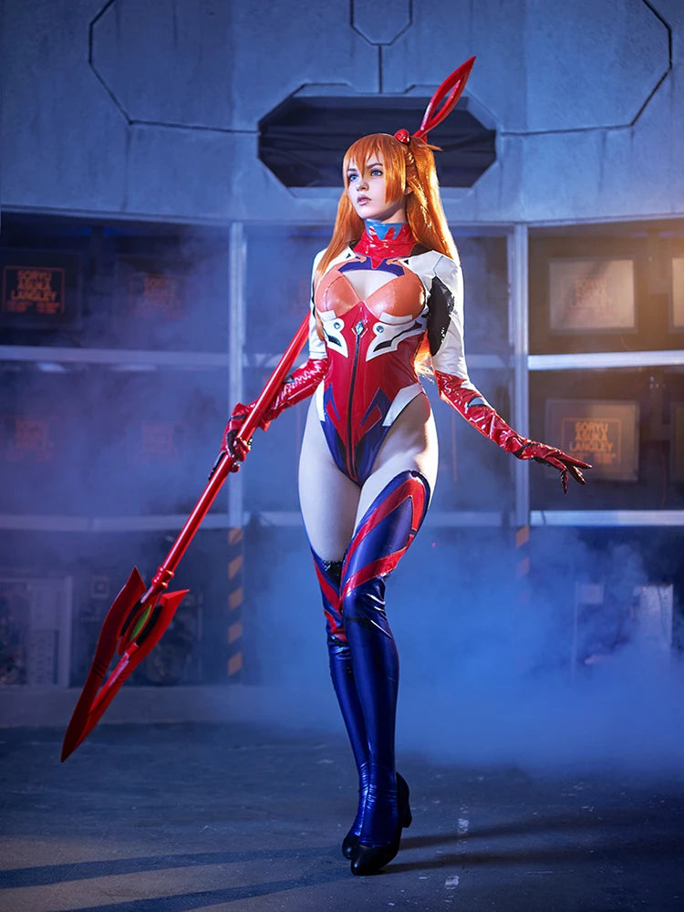 ROLECOS Anime Asuka Cosplay Costume Asuka Langley Soryu Cosplay Costume Sexy Jumpsuit Women Bodysuit Halloween Headwear