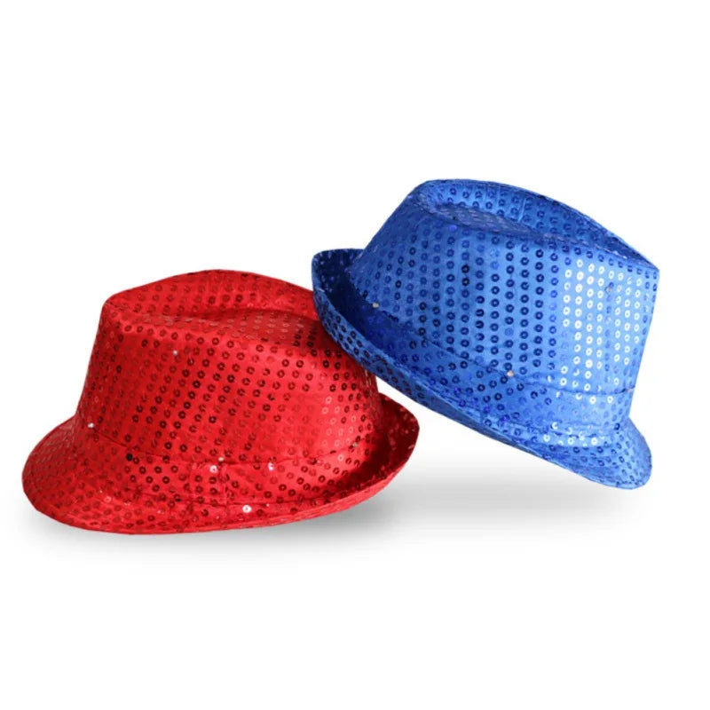 Flashing Light Up Led Brilliant Glitter Sequin Colorful Sequin Fancy Dress Jazz Dance Party Club Party Hat For Men and Women New