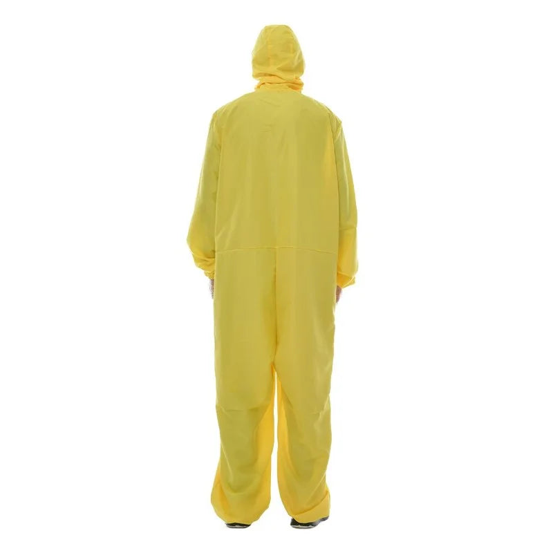 Men's Cheap Biohazard Costume Halloween with Goggles Yellow Breaking Bad Jumpsuit Carnival Easter Purim Fancy Dress