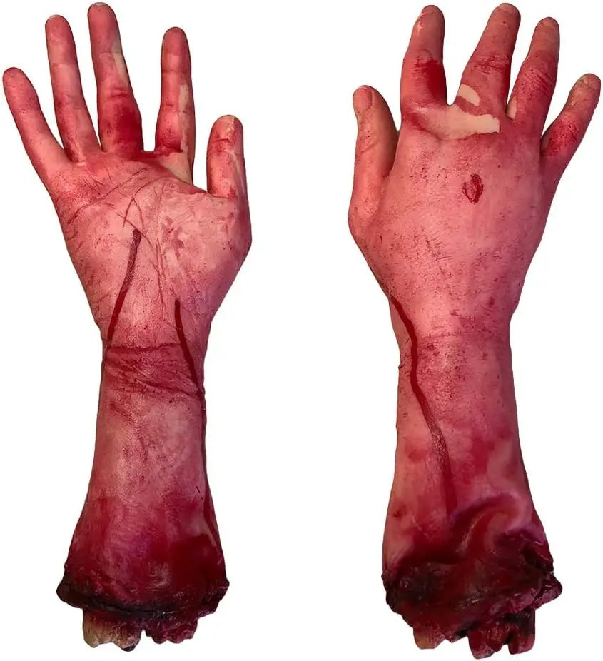 Fake Severed Hands Halloween Zombie Hand Severed Arm Props Broken Body Parts for Haunted House Halloween Decorations Tricky Toys