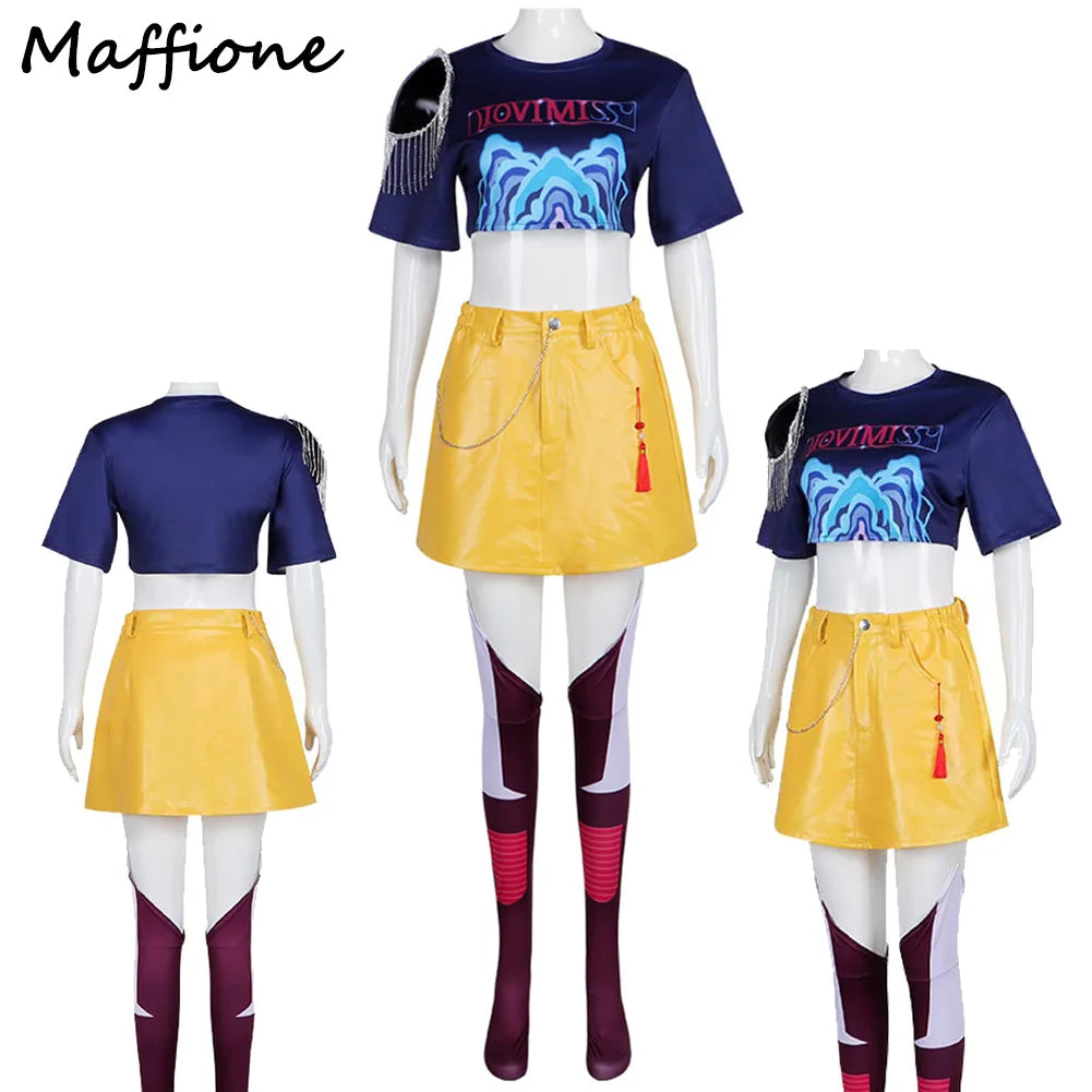 Mira Cosplay Costume 2025 Cartoon Demon Cos Hunter of KPop Roleplay Disguise Outfits Tops Skirts Socking Female Halloween Suit