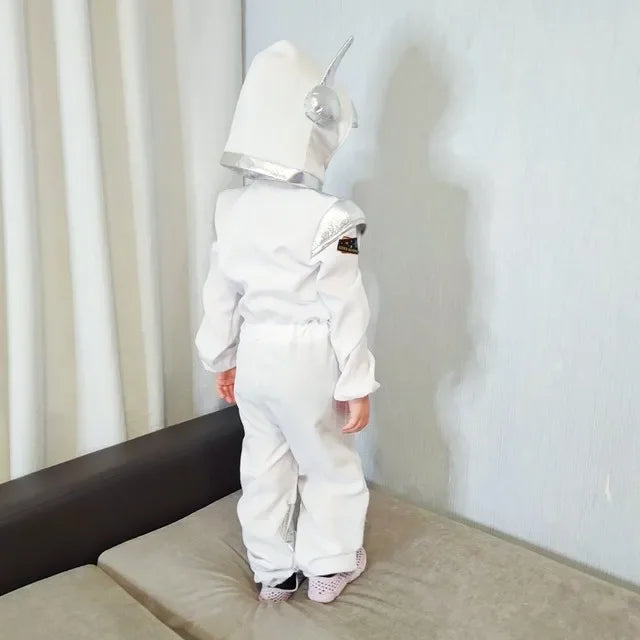 White Space suit Cosplay costume Astronaut Uniform Childrens Party Game Rocket Space suit