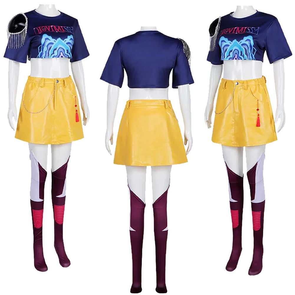 Mira Cosplay Costume 2025 Cartoon Demon Cos Hunter of KPop Roleplay Disguise Outfits Tops Skirts Socking Female Halloween Suit