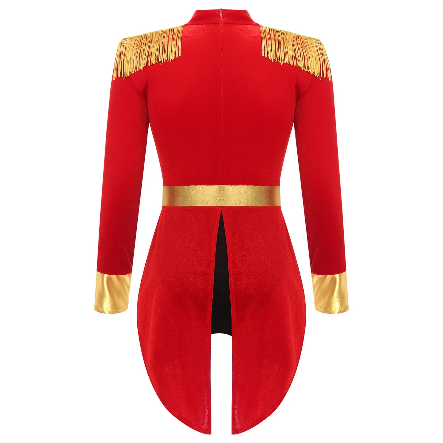 Women's Sexy Circus Ringmaster Costume - Velvet Long Sleeve Jumpsuit with Tailcoat