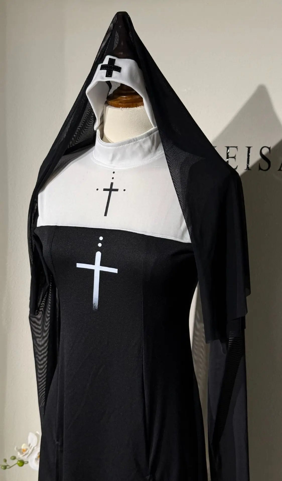 Halloween Nun Costume Female Carnival Cosplay Sexy Nun Dress with Headwear Two Piece Set Church Costumes Pray Gothic