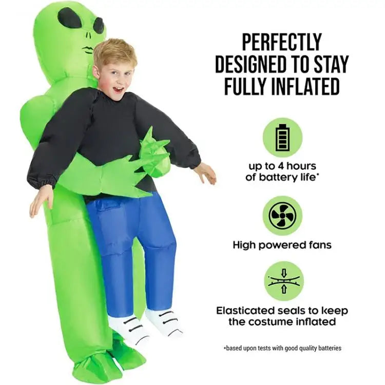 Cartoon Alien Inflatable Suit Alien Costume for Kids Monster Inflatable Costume Scary Green Alien Cosplay Costume for AdultParty