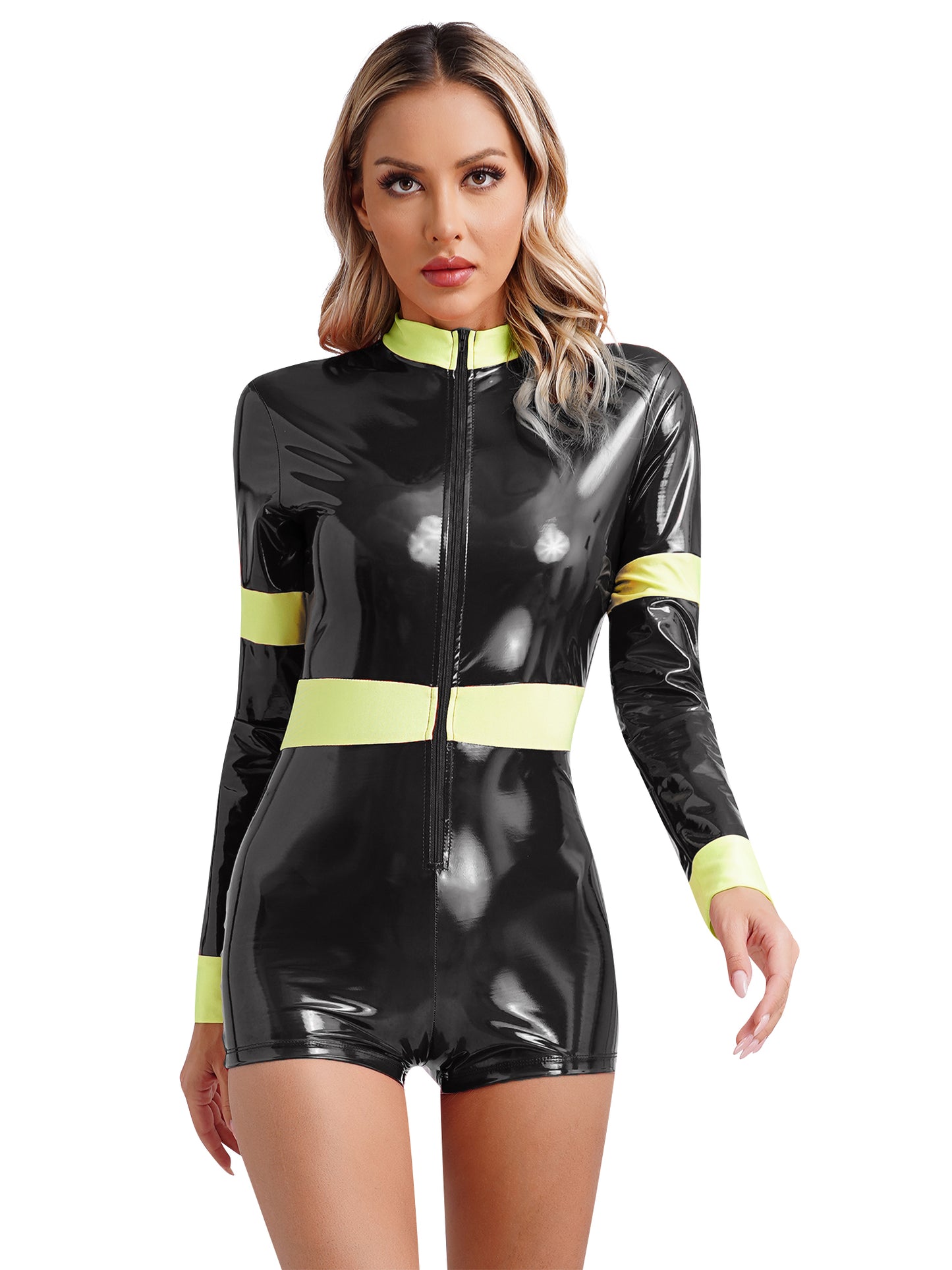 Women's Firefighter Costume - Long Sleeve Zipper Jumpsuit for Halloween Cosplay