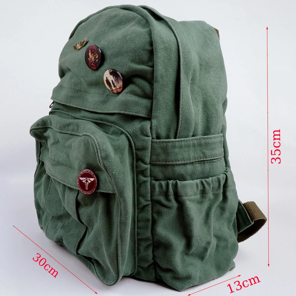 The Last of Us Cosplay Ellie Joel Backpack Student Schoolbag Unisex Rucksack Vintage Canvas Shoulder Bags Halloween Prop