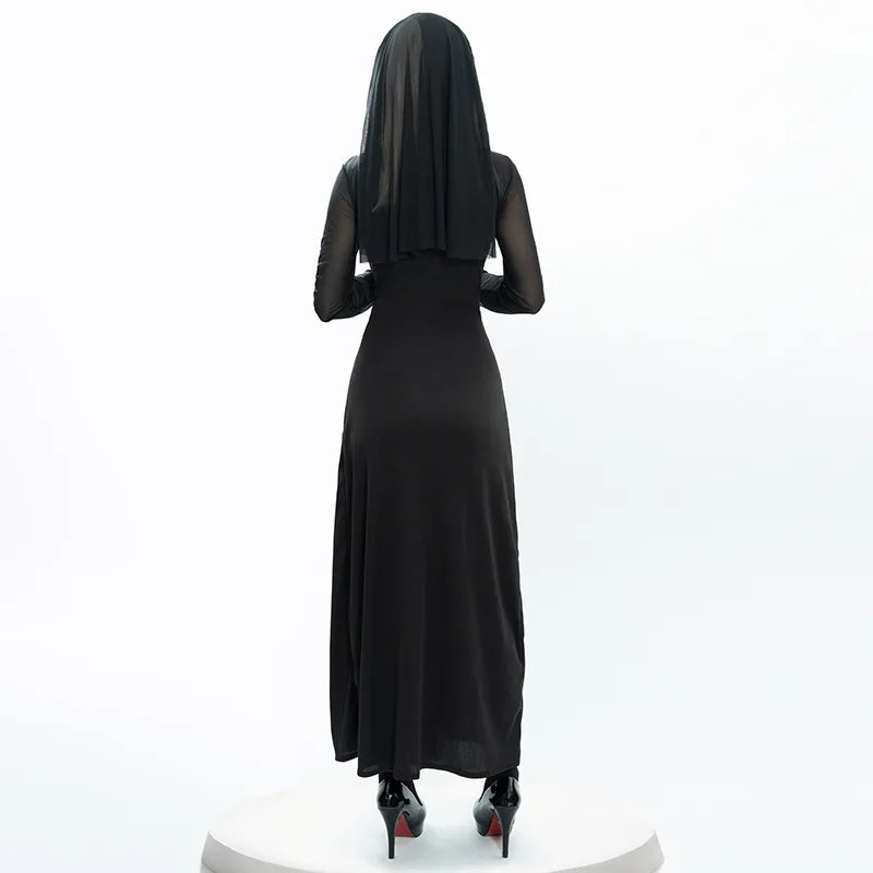 Halloween Nun Costume Female Carnival Cosplay Sexy Nun Dress with Headwear Two Piece Set Church Costumes Pray Gothic