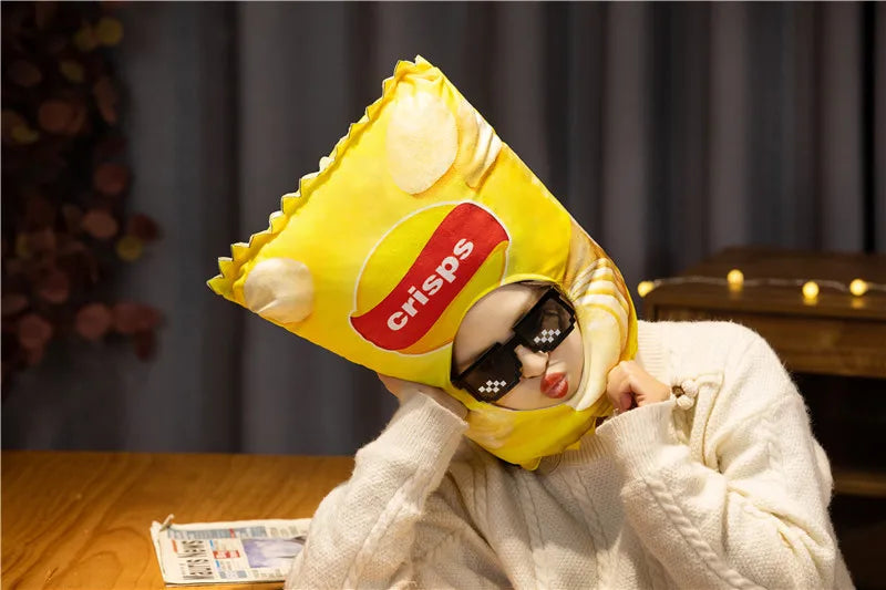 Cartoon Plush Headwear Cosplay Party Funny Eggplant Food Hat Cap Pineapple Popcorn Chips Headdress Photo Performance Prop