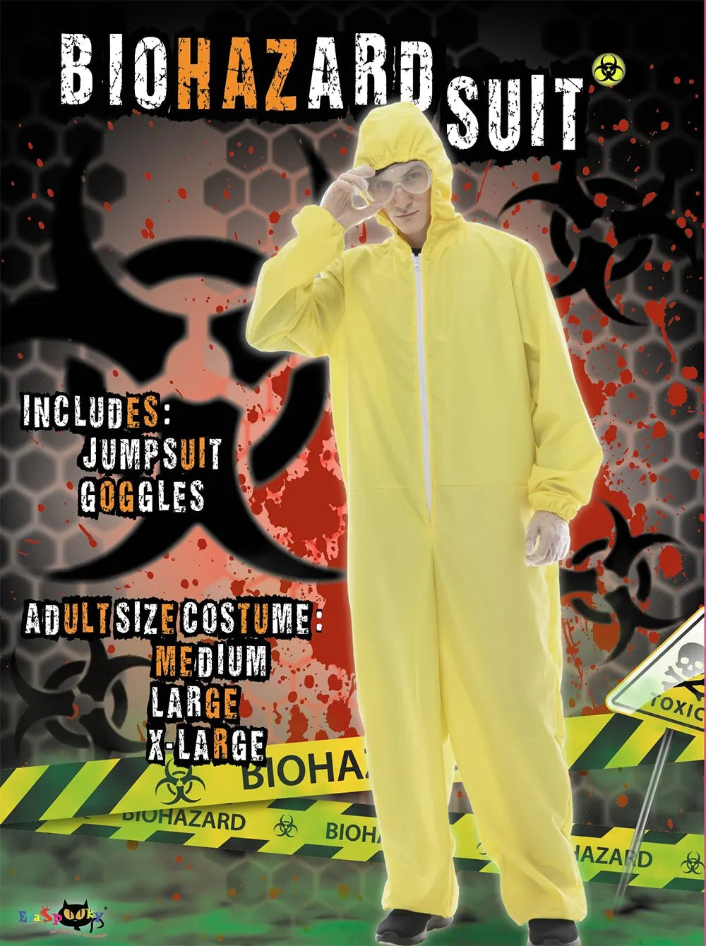 Men's Cheap Biohazard Costume Halloween with Goggles Yellow Breaking Bad Jumpsuit Carnival Easter Purim Fancy Dress