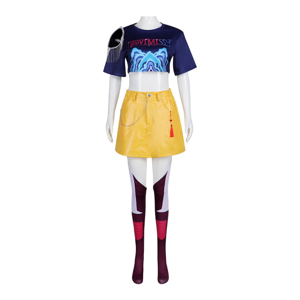 Mira Cosplay Costume 2025 Cartoon Demon Cos Hunter of KPop Roleplay Disguise Outfits Tops Skirts Socking Female Halloween Suit