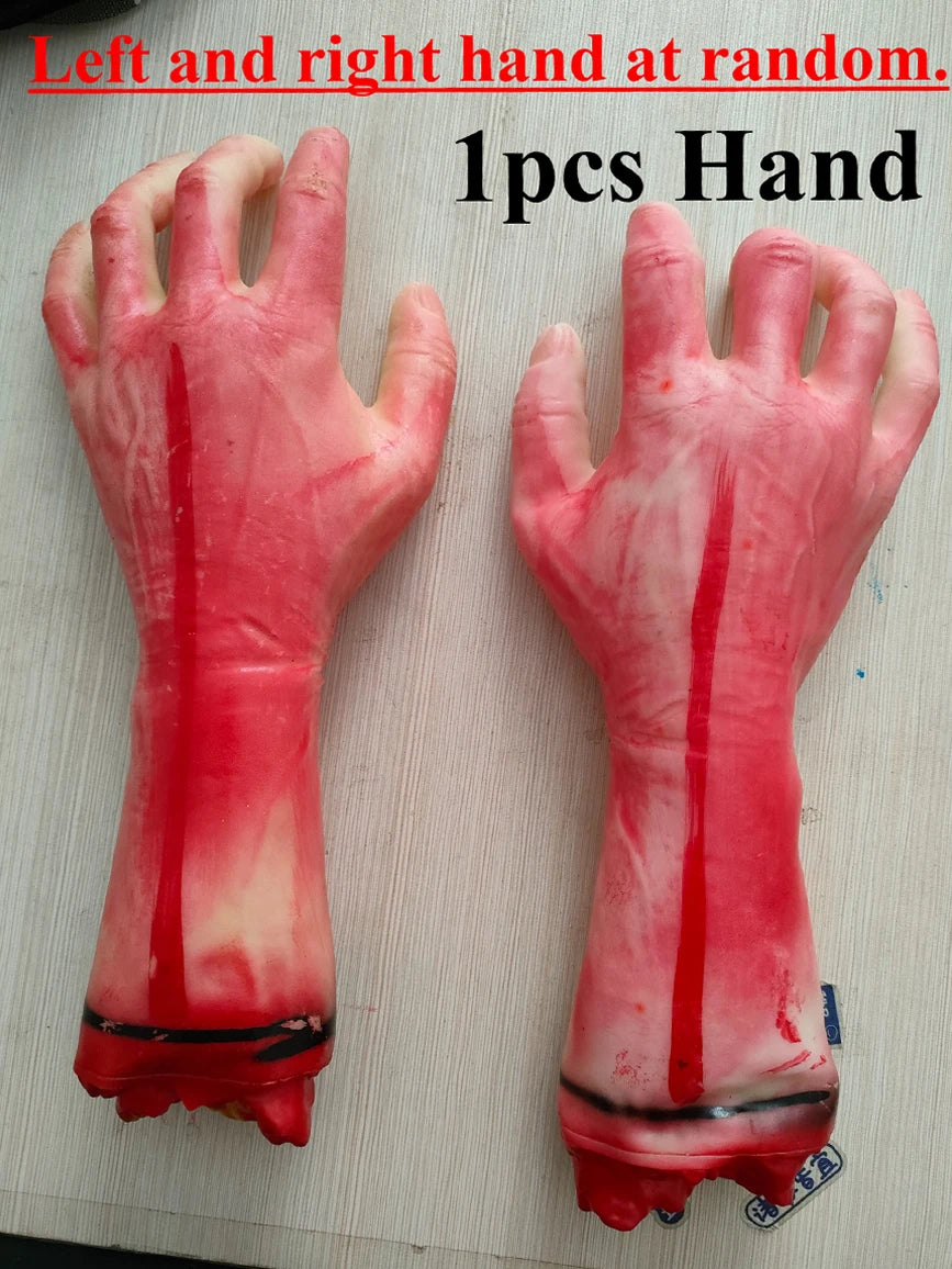 Fake Severed Hands Halloween Zombie Hand Severed Arm Props Broken Body Parts for Haunted House Halloween Decorations Tricky Toys