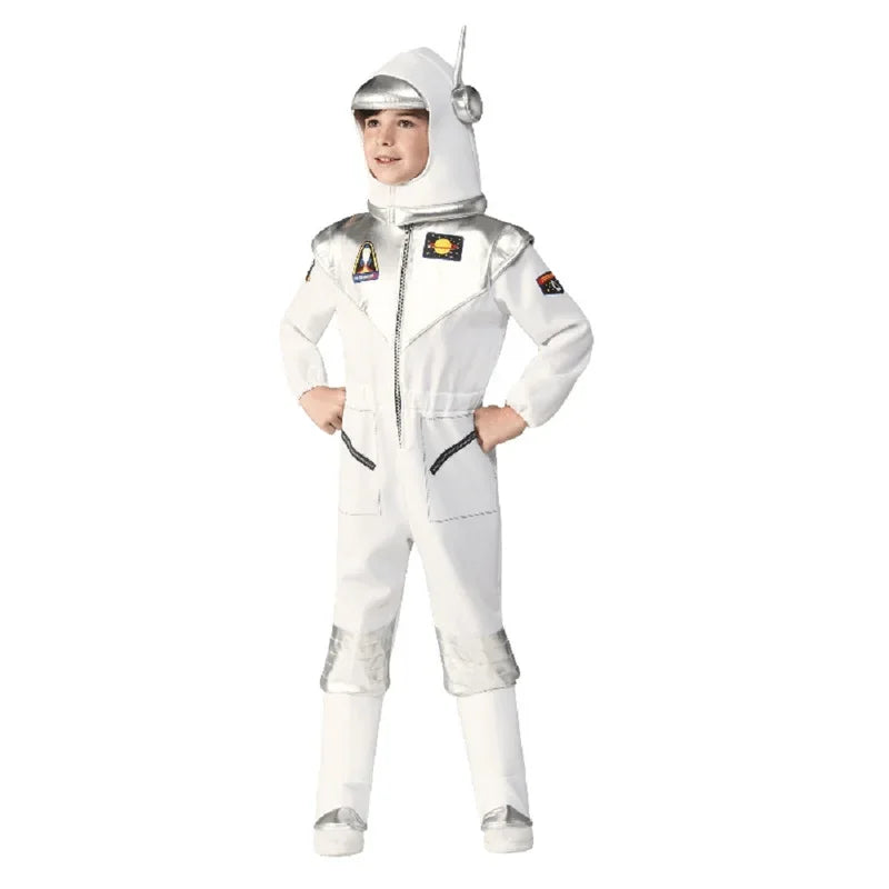 White Space suit Cosplay costume Astronaut Uniform Childrens Party Game Rocket Space suit
