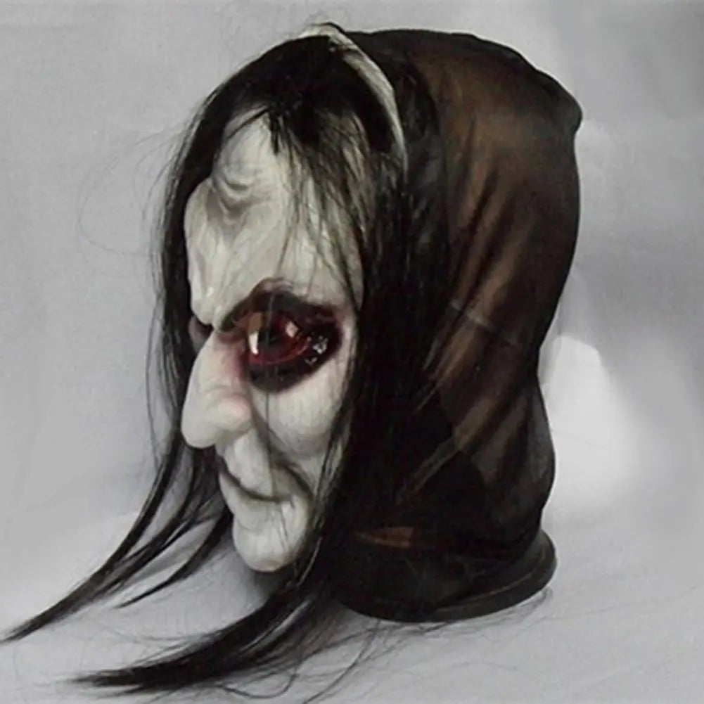 Halloween Zombie Mask Props Grudge Ghost Hedging Zombie Mask Realistic Masquerade Halloween Mask Long Hair Ghost Scary Mask