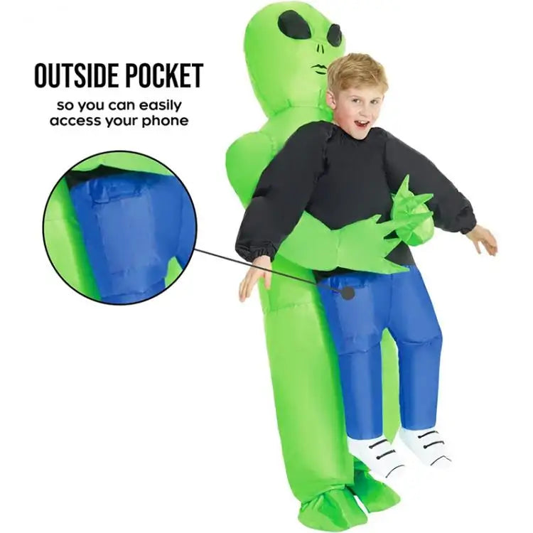 Cartoon Alien Inflatable Suit Alien Costume for Kids Monster Inflatable Costume Scary Green Alien Cosplay Costume for AdultParty