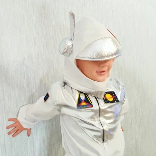 White Space suit Cosplay costume Astronaut Uniform Childrens Party Game Rocket Space suit