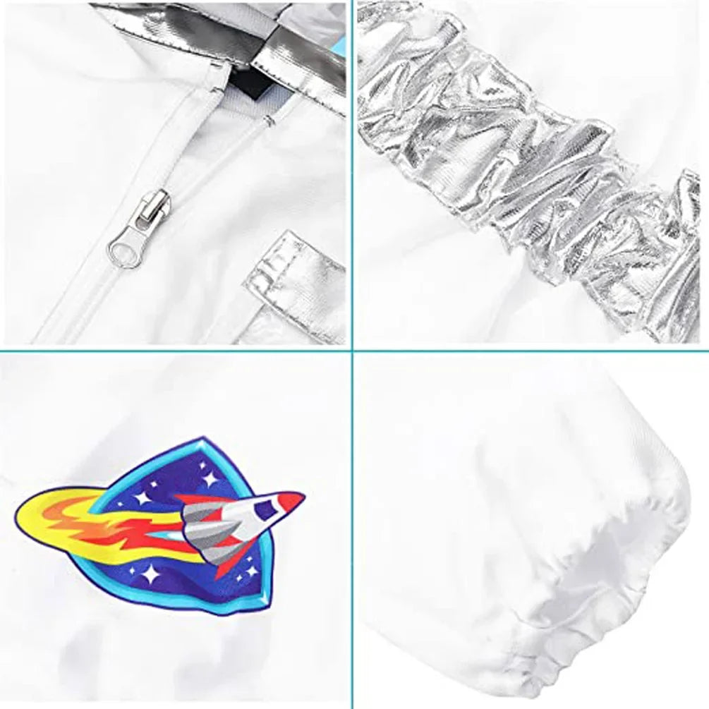 White Space suit Cosplay costume Astronaut Uniform Childrens Party Game Rocket Space suit