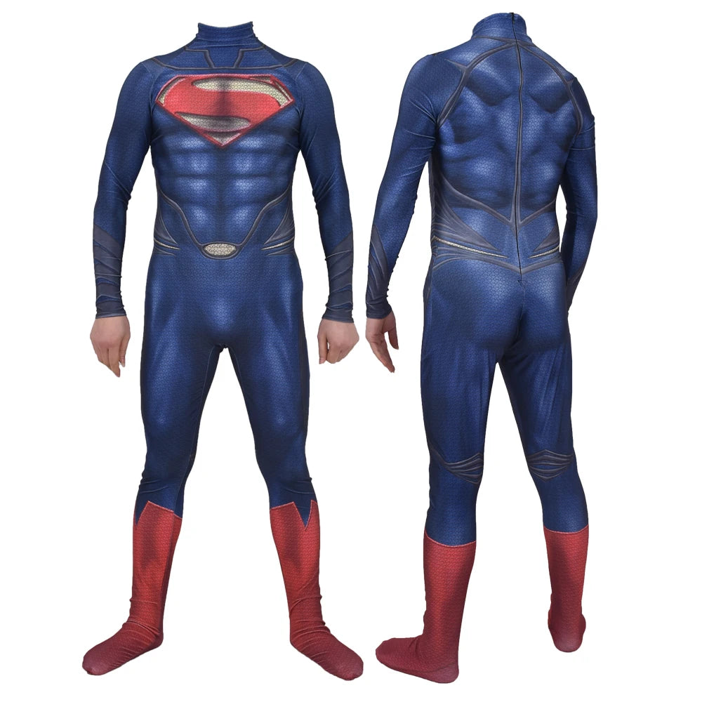 Adults Kids The Man of Steel Cosplay Costume Zentai Suit Superhero Halloween Bodysuit