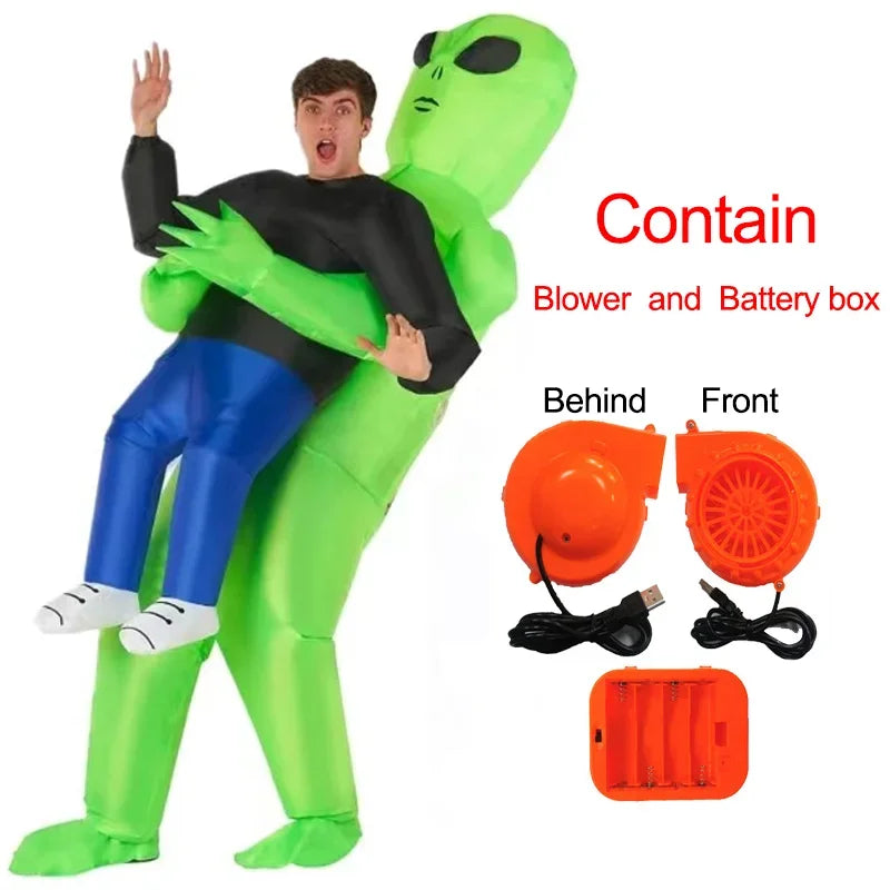 Cartoon Alien Inflatable Suit Alien Costume for Kids Monster Inflatable Costume Scary Green Alien Cosplay Costume for AdultParty