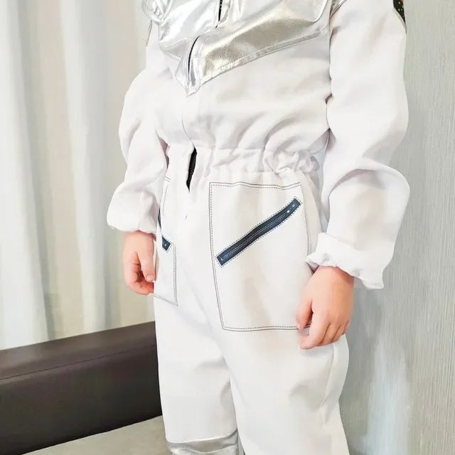 White Space suit Cosplay costume Astronaut Uniform Childrens Party Game Rocket Space suit
