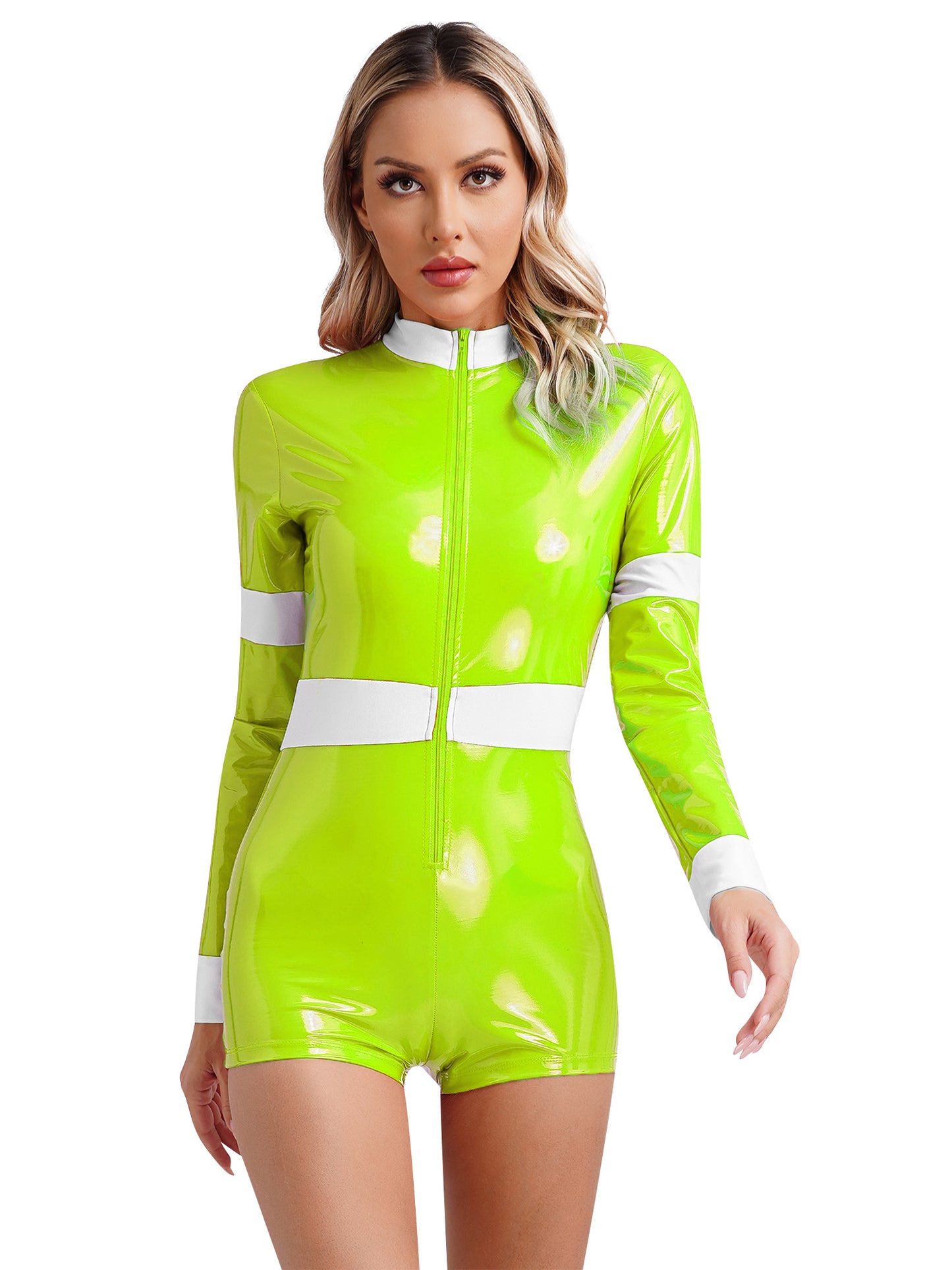 Women's Firefighter Costume - Long Sleeve Zipper Jumpsuit for Halloween Cosplay