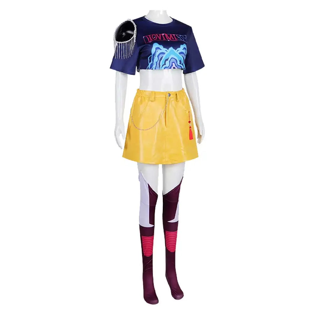 Mira Cosplay Costume 2025 Cartoon Demon Cos Hunter of KPop Roleplay Disguise Outfits Tops Skirts Socking Female Halloween Suit