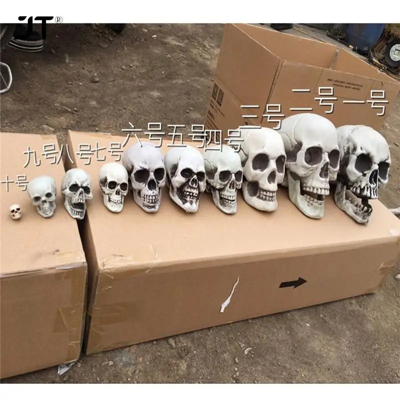 Statues Sculptures Halloween Decorations Artificial Skull Head Model Plastic Skull Bone Scary Horror Skeleton Party Bar Ornament