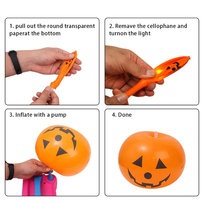 1/10PCS Halloween Glowing Latex Balloons 10inch Pumpkin LED Lights Trick Or Treat Kids Gifts Halloween Party Decoration Supplies
