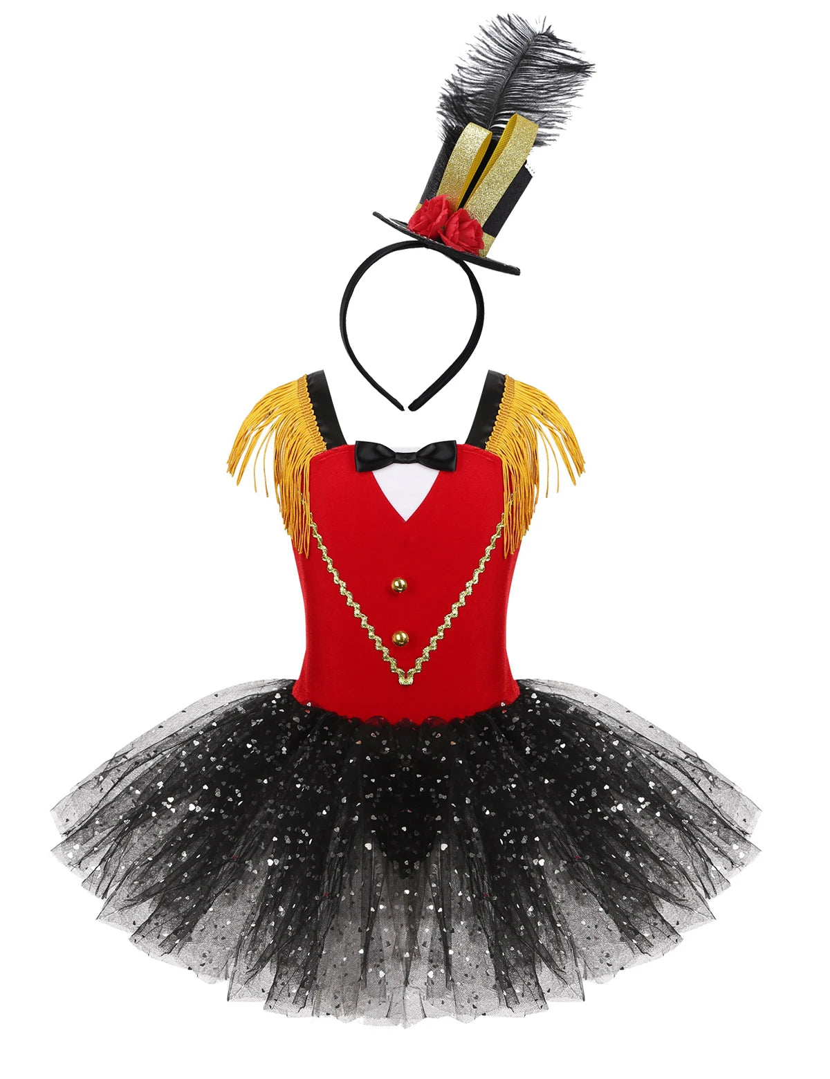 Ringmaster Circus Show Costumes for Girls Sequins Tassels Ballet Tutu Dance Dress Leotard Halloween Carnival Party Fancy Dresses