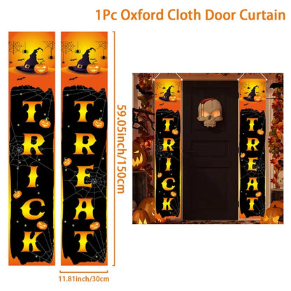 Halloween Hanging Door Curtain Banner Pumpkin Ghost Happy Halloween Decorations For Home Trick Or Treat Horror Party Supplies