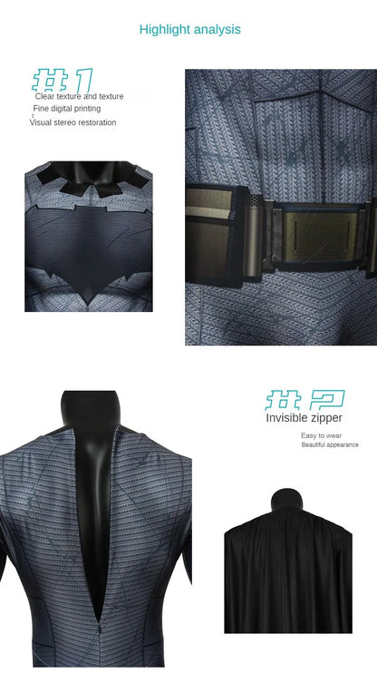 Men's Batman Cosplay Costume – Halloween Party Outfit with Cloak