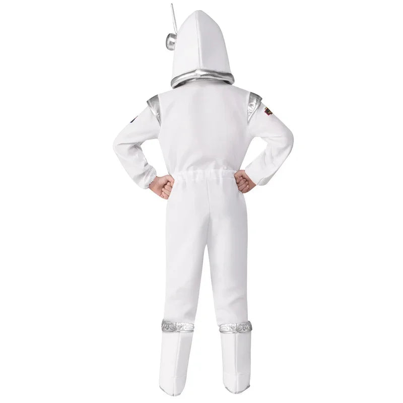 White Space suit Cosplay costume Astronaut Uniform Childrens Party Game Rocket Space suit