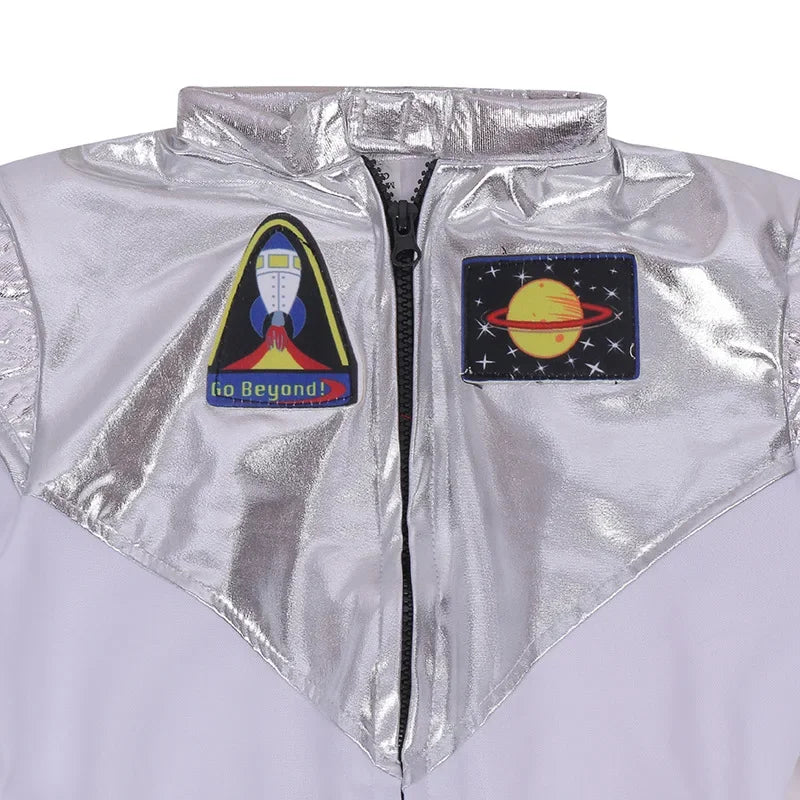 White Space suit Cosplay costume Astronaut Uniform Childrens Party Game Rocket Space suit