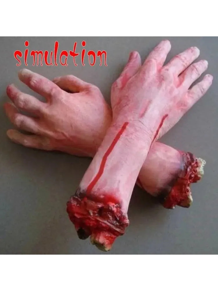 Fake Severed Hands Halloween Zombie Hand Severed Arm Props Broken Body Parts for Haunted House Halloween Decorations Tricky Toys