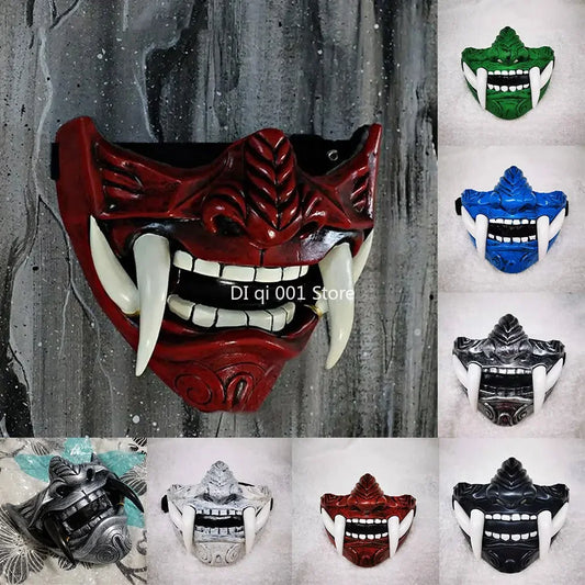 Japanese Samurai Oni Demon Mask Cosplay Horror Prajna Hannya Evil Killer Thicken Plastic Masks Halloween Party Costume Props