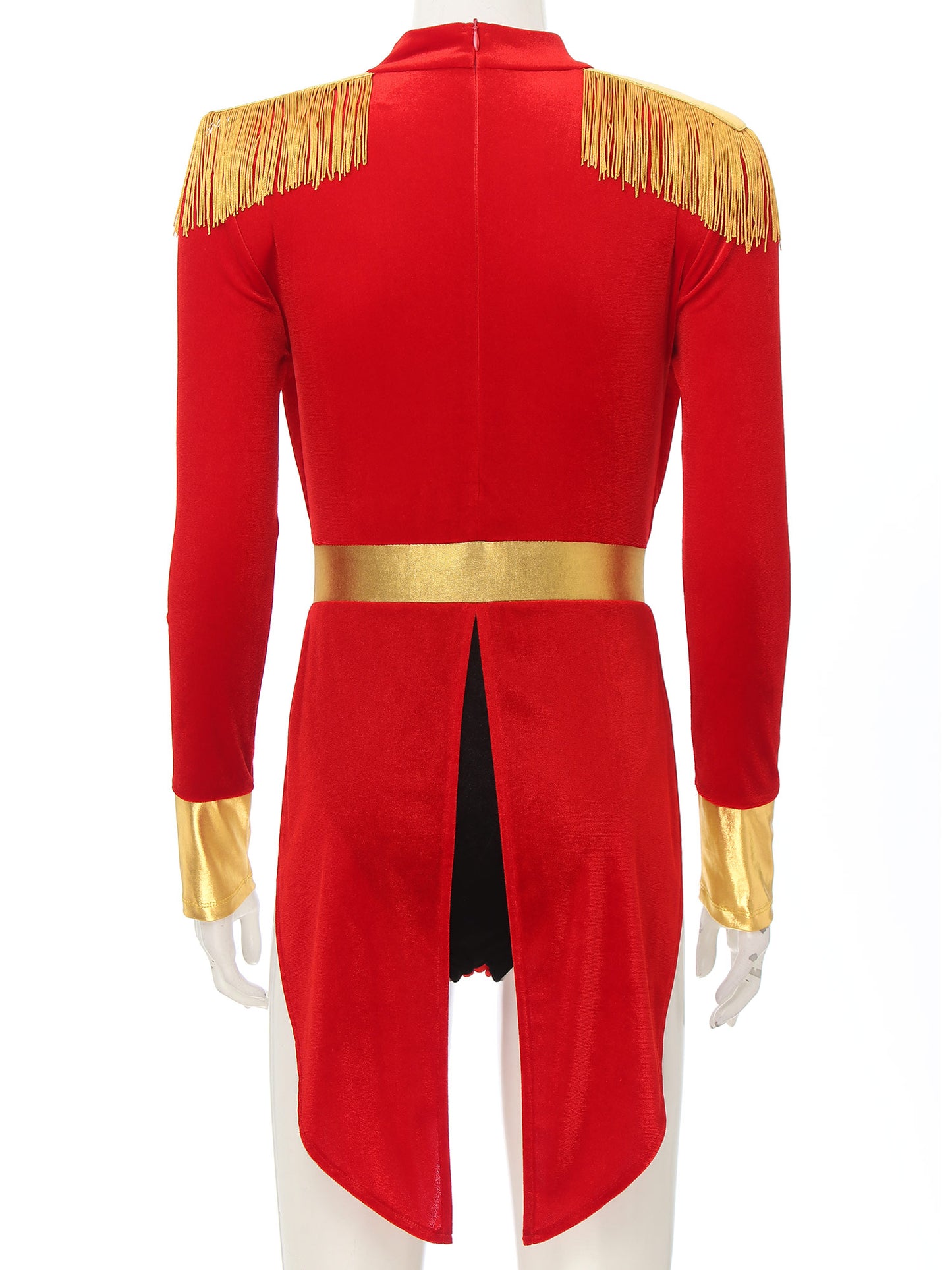 Women's Sexy Circus Ringmaster Costume - Velvet Long Sleeve Jumpsuit with Tailcoat