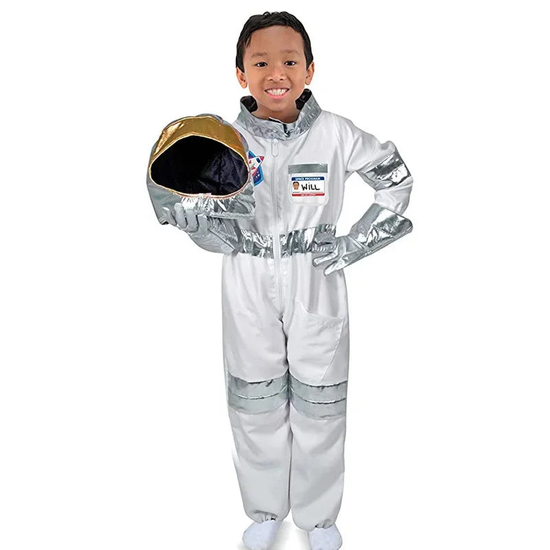 White Space suit Cosplay costume Astronaut Uniform Childrens Party Game Rocket Space suit