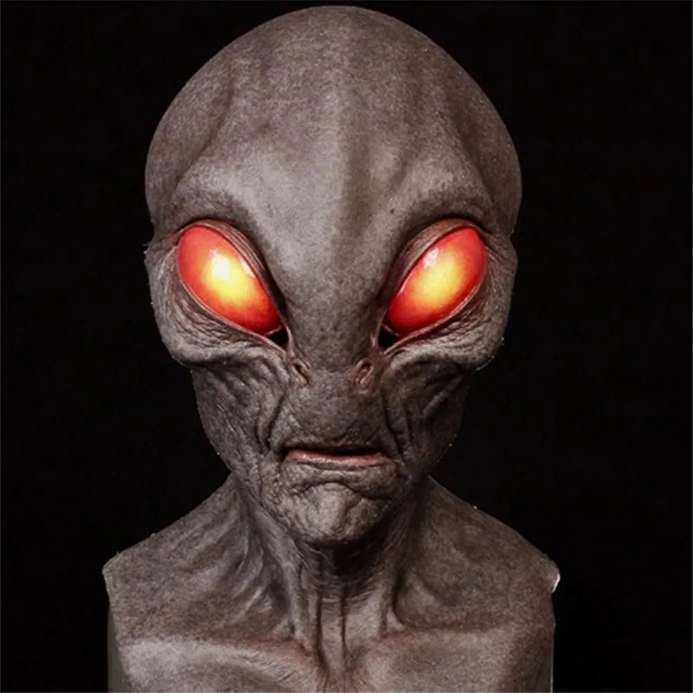 Latex Halloween Alien Mask Horrible Big Eyes UFO Full Face Scary Horror Alien Head Adult Masks Monster Party Cosplay Props