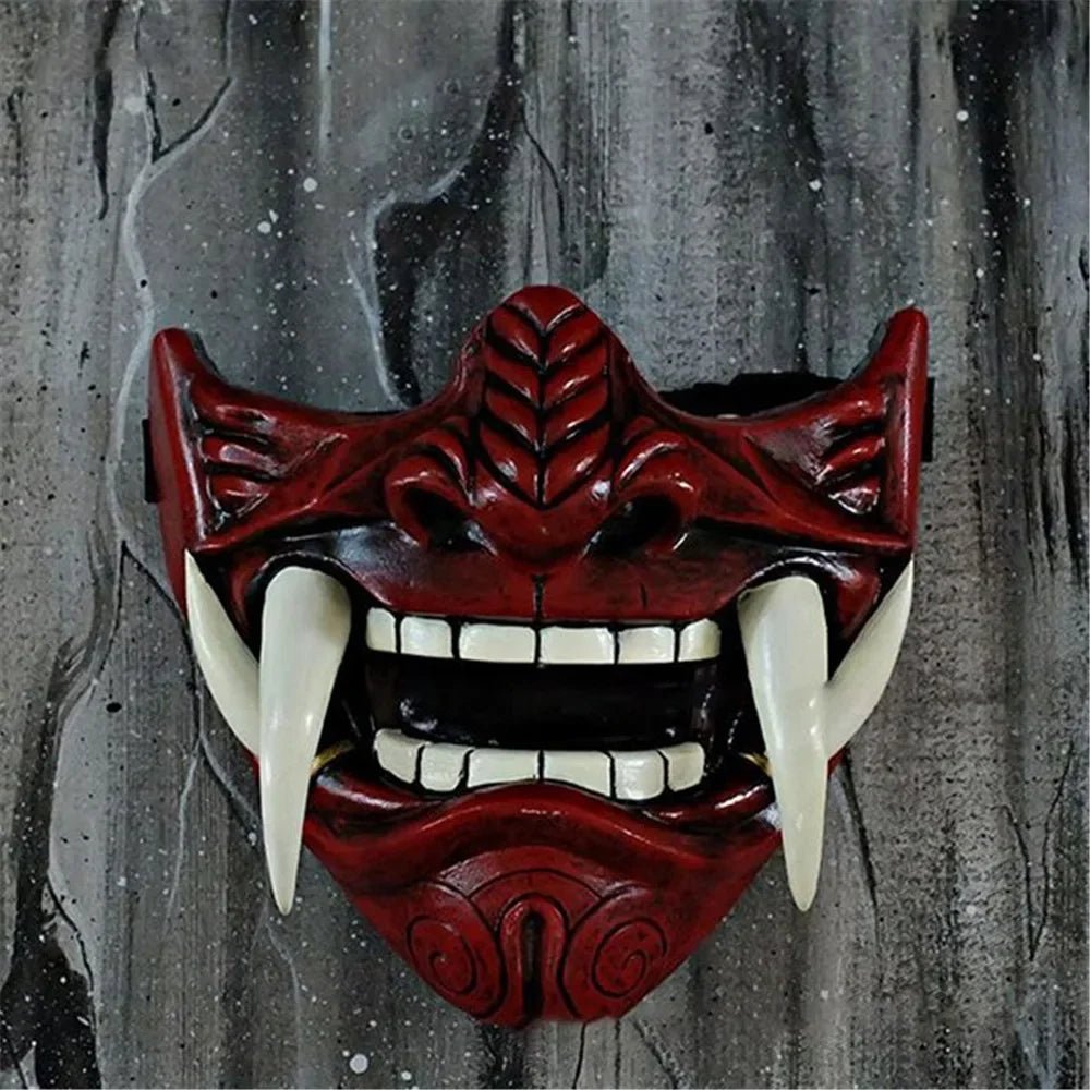 Japanese Samurai Oni Demon Mask Cosplay Horror Prajna Hannya Evil Killer Thicken Plastic Masks Halloween Party Costume Props