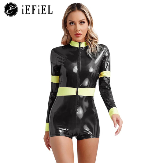 Women's Firefighter Costume - Long Sleeve Zipper Jumpsuit for Halloween Cosplay