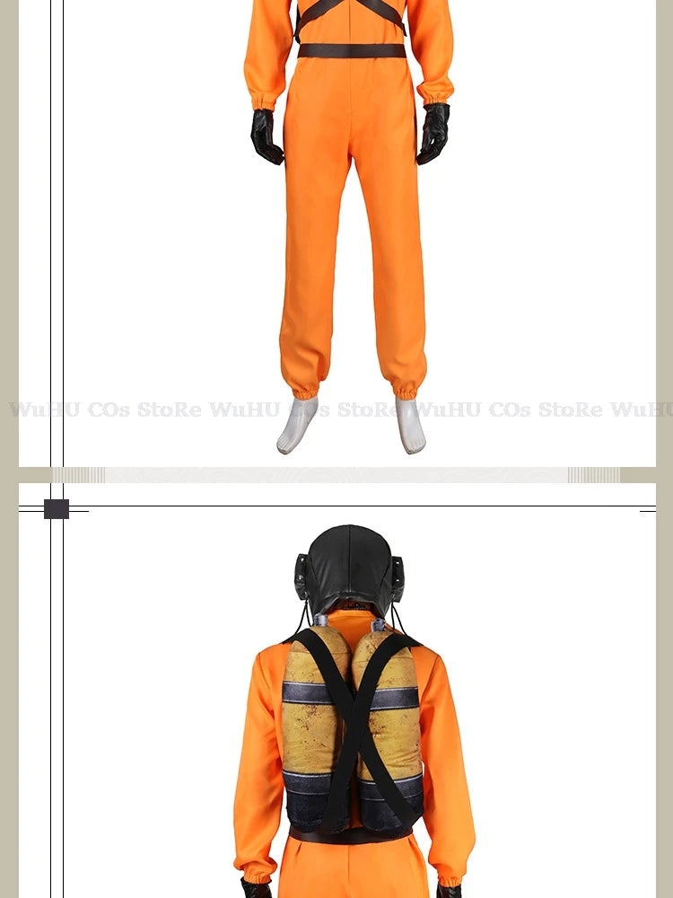 Game Lethal Company Cosplay Costume Red Jumpsuits Lethal Company Mask Clothing Jumpsuit Full Set Men Halloween Role Play Party