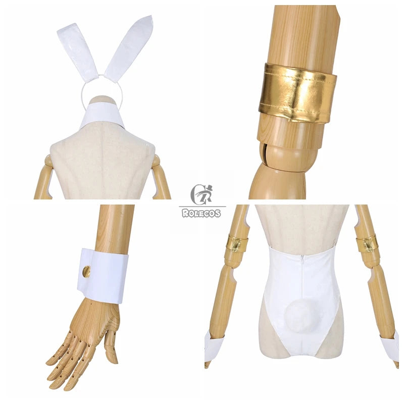 ROLECOS Anime Zero Two Cosplay Costume Halloween Sexy Woman Bunny Girl 02 Ver. 2nd White Leather Jumpsuit