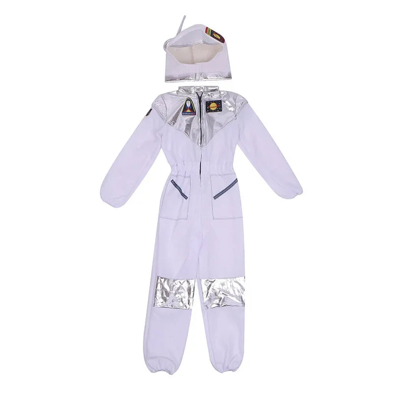 White Space suit Cosplay costume Astronaut Uniform Childrens Party Game Rocket Space suit