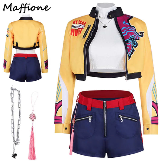 Rumi Cosplay 2025 Cartoon Demon Role Hunter of KPop Costume Women Adult Girls Fantasia Clothing Jacket Necklace Set Halloween