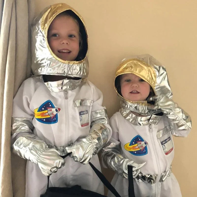 White Space suit Cosplay costume Astronaut Uniform Childrens Party Game Rocket Space suit