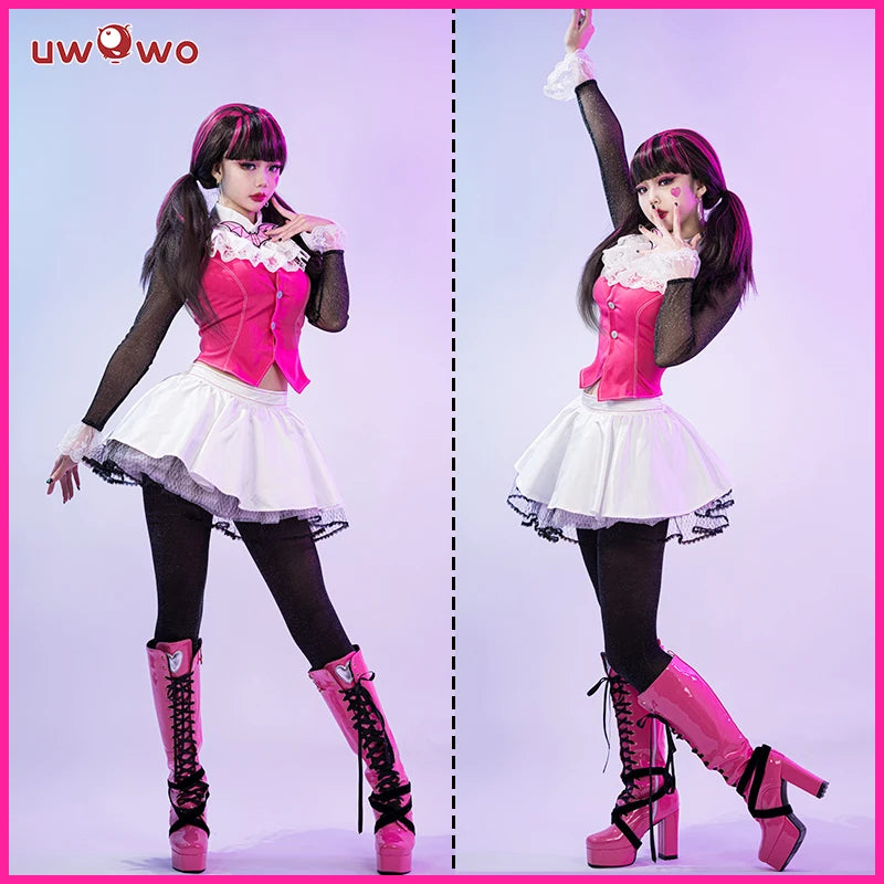 IN STOCK UWOWO Monster High: Draculaura Cosplay Costume Pink Suit Vampiree Anime Female Cosplay Halloween Costumes