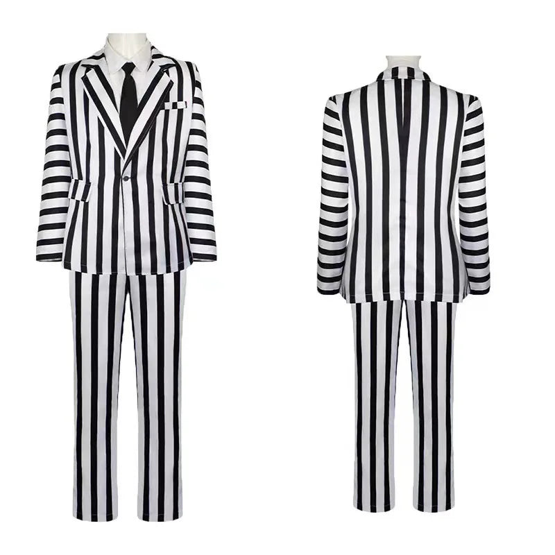 2024 Beetlejuice Halloween Cosplay Costume – Suit, Blazer, Tie & Shirt for Men & Women