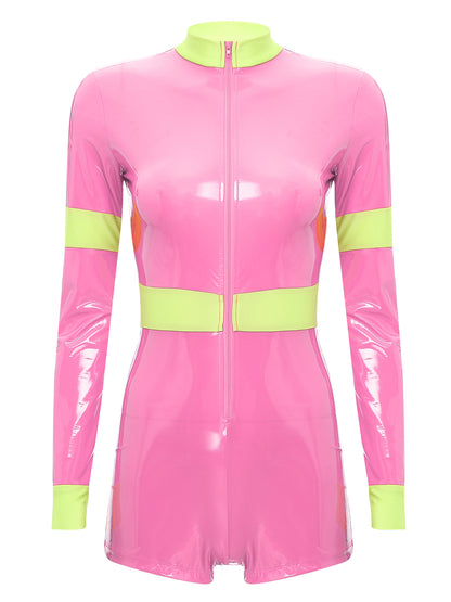 Women's Firefighter Costume - Long Sleeve Zipper Jumpsuit for Halloween Cosplay