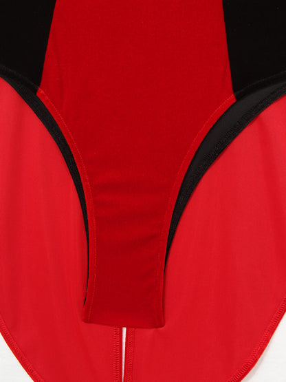 Women's Sexy Circus Ringmaster Costume - Velvet Long Sleeve Jumpsuit with Tailcoat